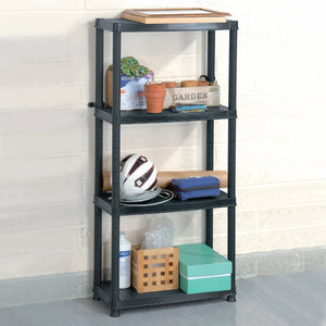 Storage Shelf 4-Tier Black 61X30.5X130 Cm Plastic