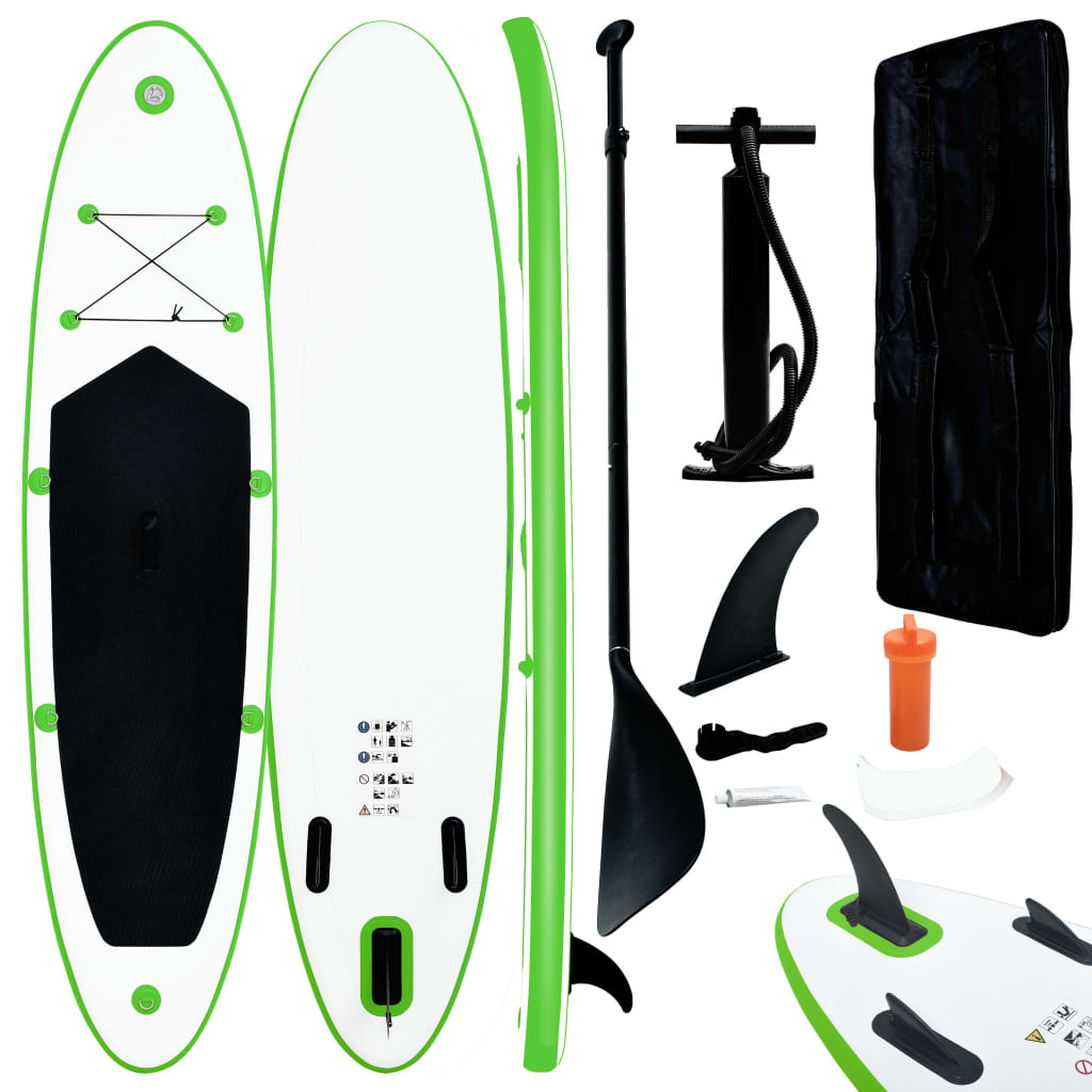 Inflatable Stand Up Paddle Board Set Green And White