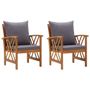 Garden Chairs With Cushions 2 Pcs Solid Acacia Wood