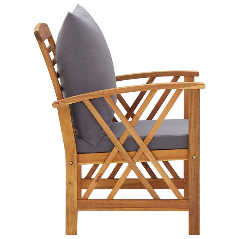 Garden Chairs With Cushions 2 Pcs Solid Acacia Wood