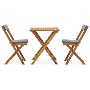 3 Piece Folding Bistro Set With Cushions Solid Acacia Wood