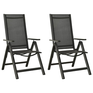 Folding Garden Chairs 2 Pcs Textilene And Aluminium Black