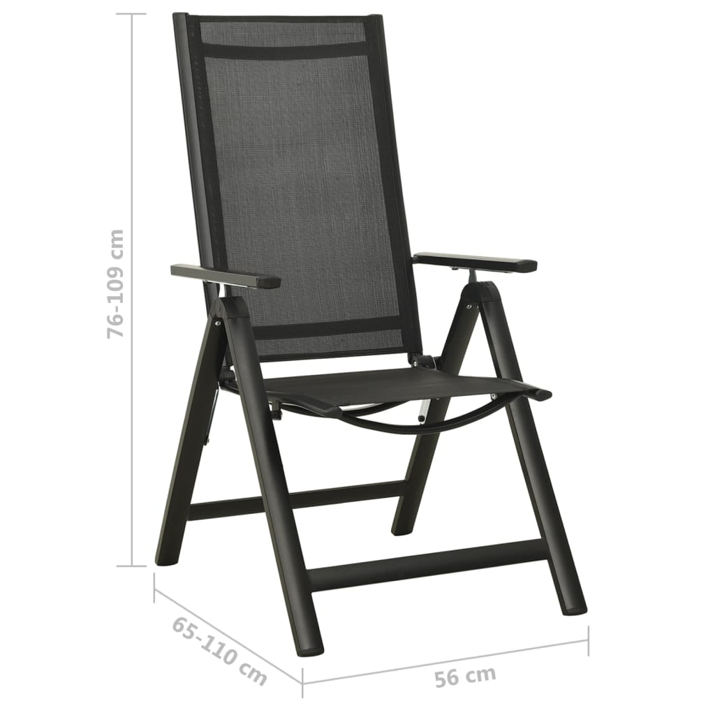 Folding Garden Chairs 2 Pcs Textilene And Aluminium Black