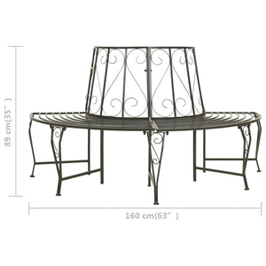 Garden Half Round Tree Bench 160 Cm Steel