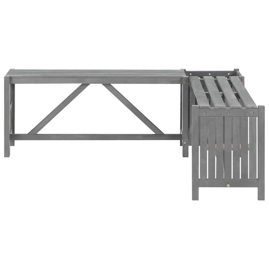 Garden Corner Bench With Planter 117Cm Solid Acacia Wood Grey