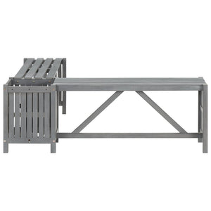 Garden Corner Bench With Planter 117Cm Solid Acacia Wood Grey