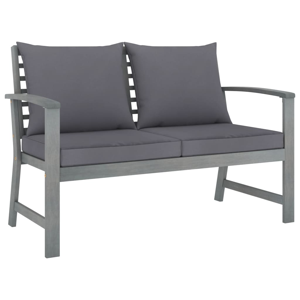 Garden Bench 120 Cm With Dark Grey Cushion Solid Acacia Wood