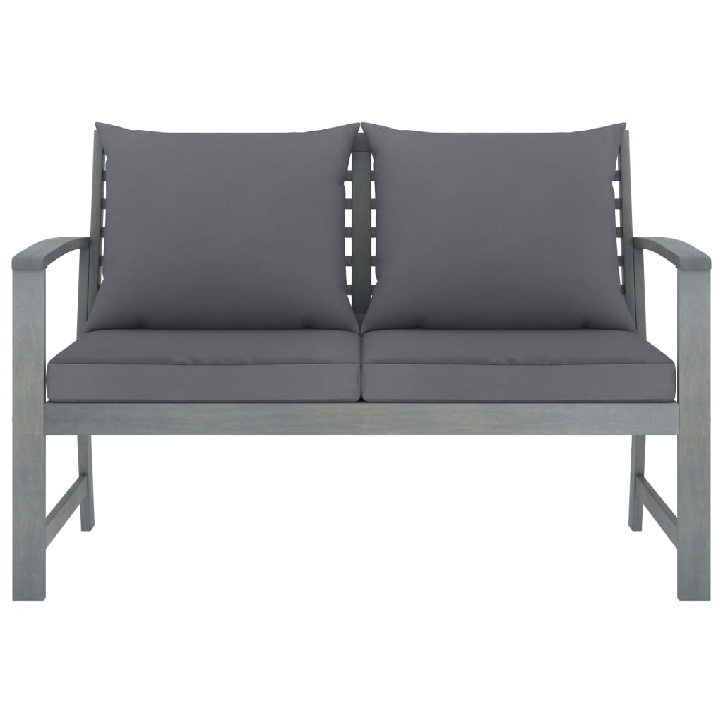 Garden Bench 120 Cm With Dark Grey Cushion Solid Acacia Wood