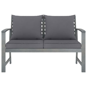 Garden Bench 120 Cm With Dark Grey Cushion Solid Acacia Wood