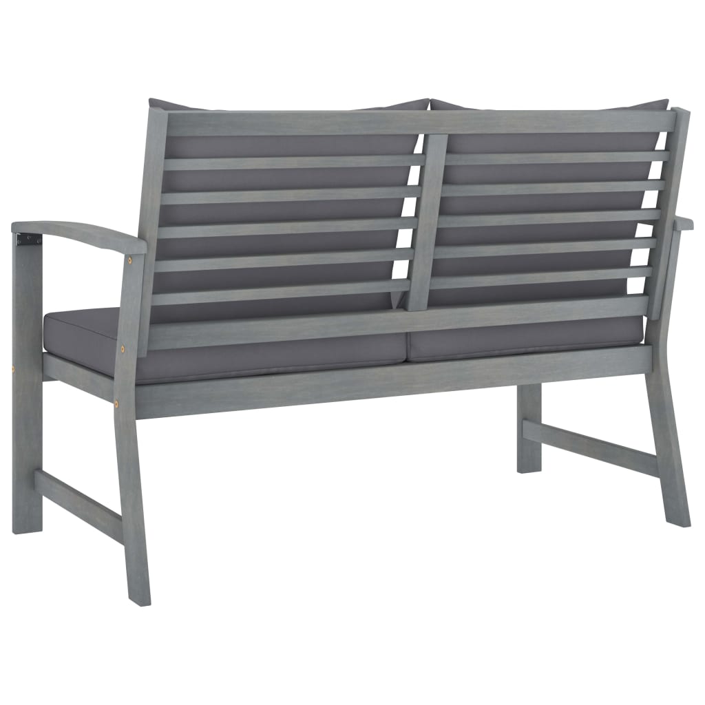 Garden Bench 120 Cm With Dark Grey Cushion Solid Acacia Wood