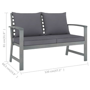 Garden Bench 120 Cm With Dark Grey Cushion Solid Acacia Wood