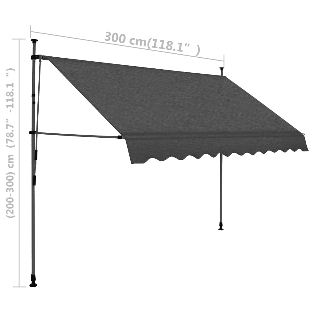 Manual Retractable Awning With Led 300 Cm Anthracite