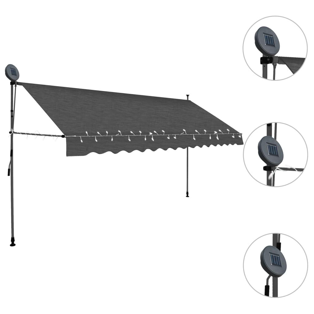 Manual Retractable Awning With Led 350 Cm Anthracite