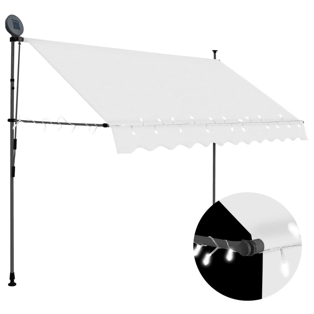 Manual Retractable Awning With Led 250 Cm Cream