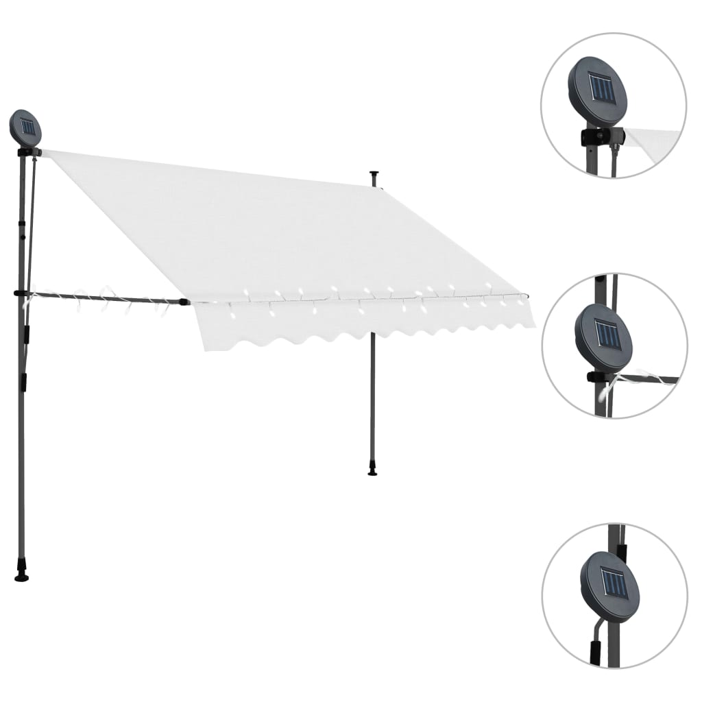 Manual Retractable Awning With Led 250 Cm Cream