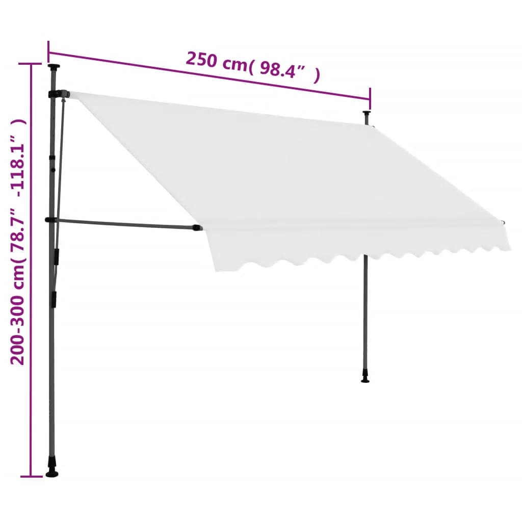 Manual Retractable Awning With Led 250 Cm Cream