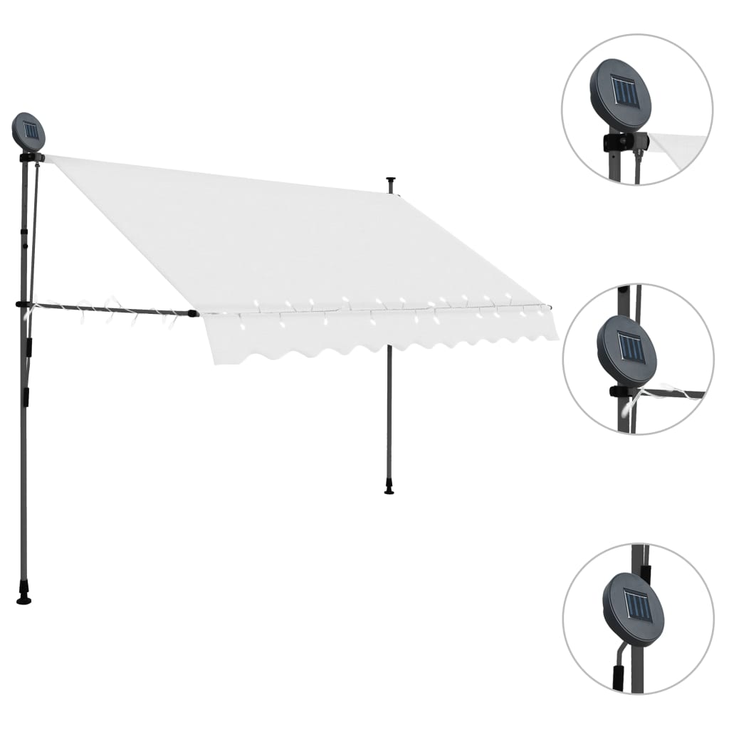 Manual Retractable Awning With Led 300 Cm Cream