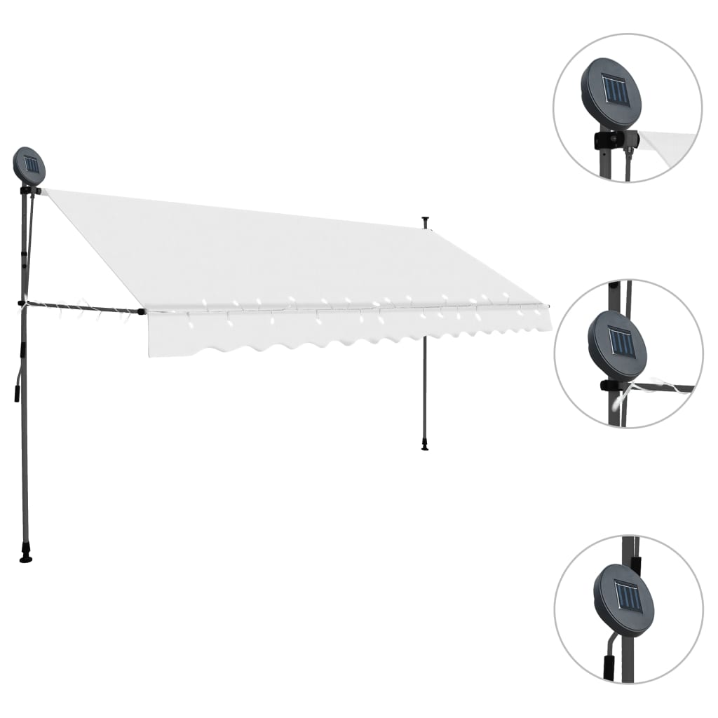 Manual Retractable Awning With Led 350 Cm Cream