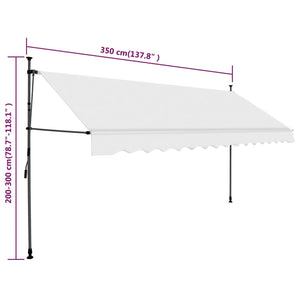 Manual Retractable Awning With Led 350 Cm Cream