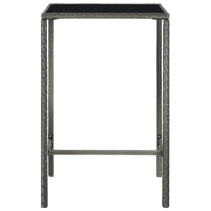 Garden Bar Table Grey 70X70x110 Cm Poly Rattan And Glass