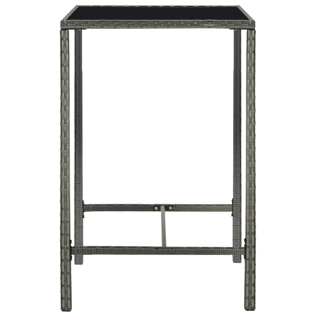 Garden Bar Table Grey 70X70x110 Cm Poly Rattan And Glass