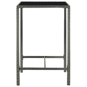 Garden Bar Table Grey 70X70x110 Cm Poly Rattan And Glass