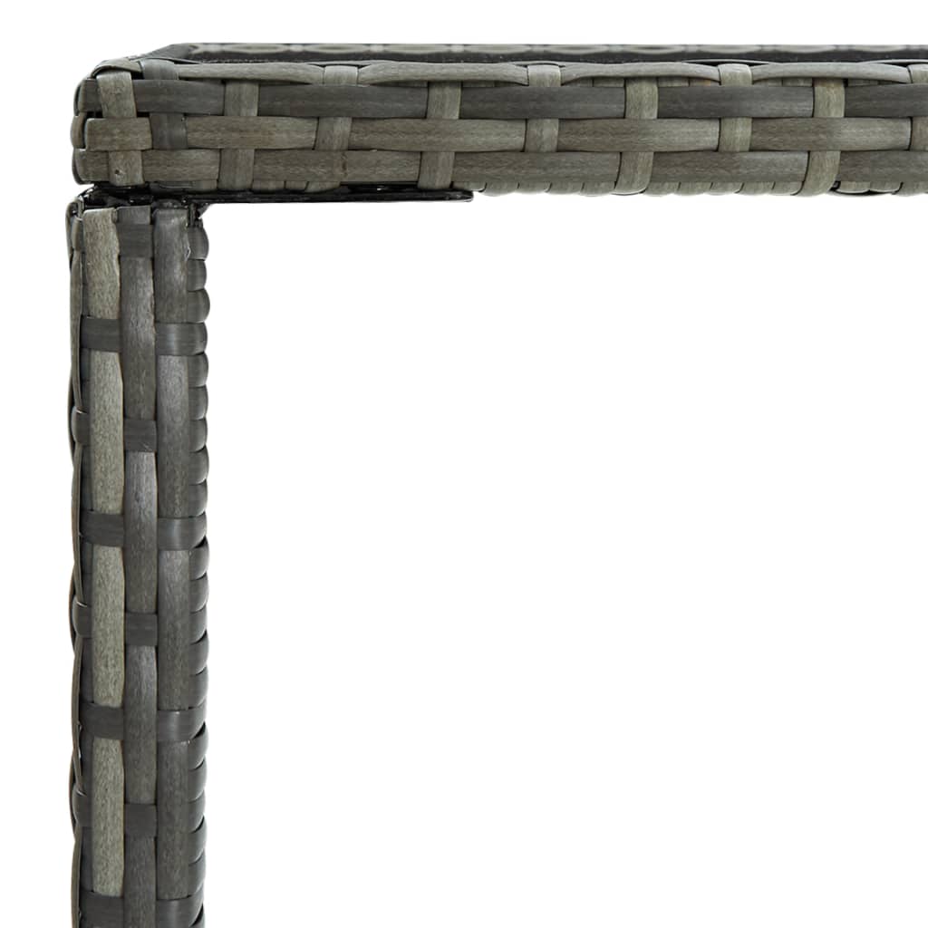 Garden Bar Table Grey 70X70x110 Cm Poly Rattan And Glass