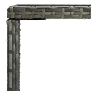 Garden Bar Table Grey 70X70x110 Cm Poly Rattan And Glass