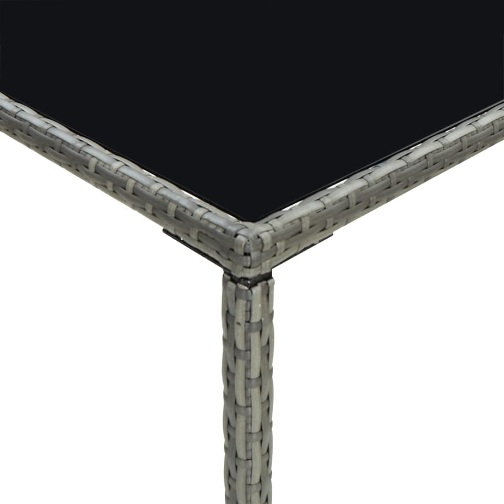 Garden Bar Table Grey 70X70x110 Cm Poly Rattan And Glass