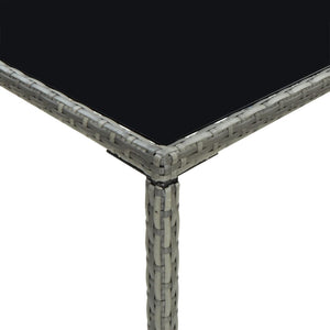 Garden Bar Table Grey 70X70x110 Cm Poly Rattan And Glass