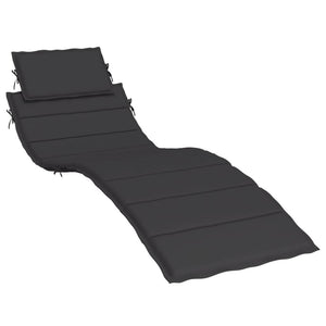 Sun Lounger Cushion Black 186X58x3cm Oxford Fabric