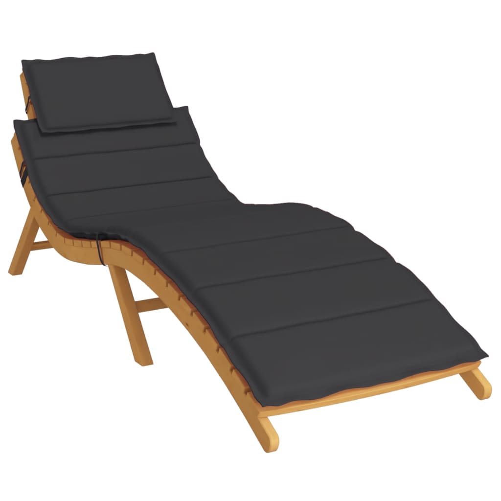 Sun Lounger Cushion Black 186X58x3cm Oxford Fabric