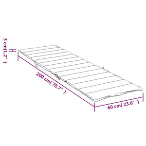 Sun Lounger Cushion Grey 200X60x3cm Oxford Fabric