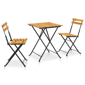 3 Piece Folding Bistro Set Solid Acacia Wood