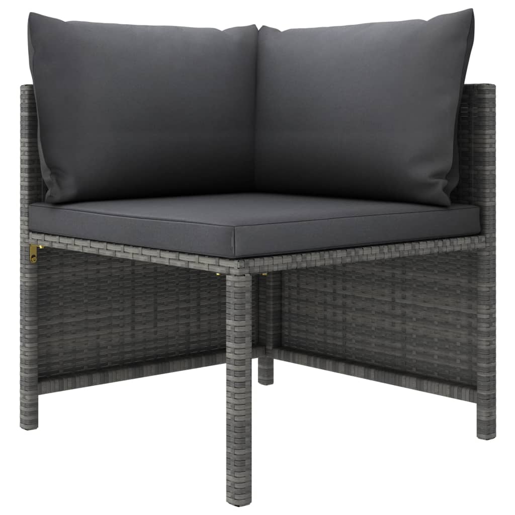 2 Seater Garden Sofa With Cushions Grey Poly Rattan