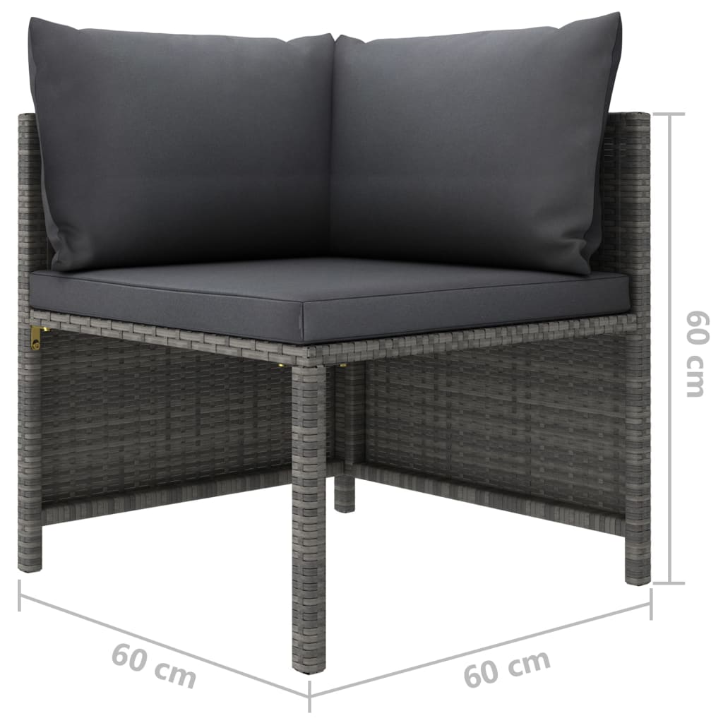 2 Seater Garden Sofa With Cushions Grey Poly Rattan