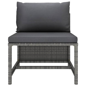 3 Piece Garden Sofa Set With Cushions Grey Poly Rattan