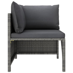 3 Piece Garden Lounge Set With Cushions Poly Rattan Grey