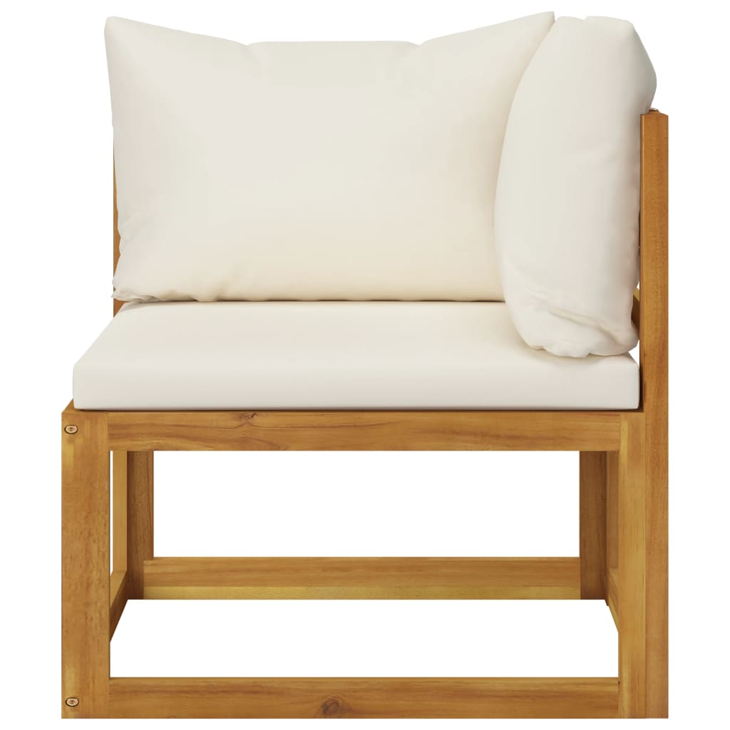 5 Piece Garden Lounge Set With Cushion Cream Solid Acacia Wood