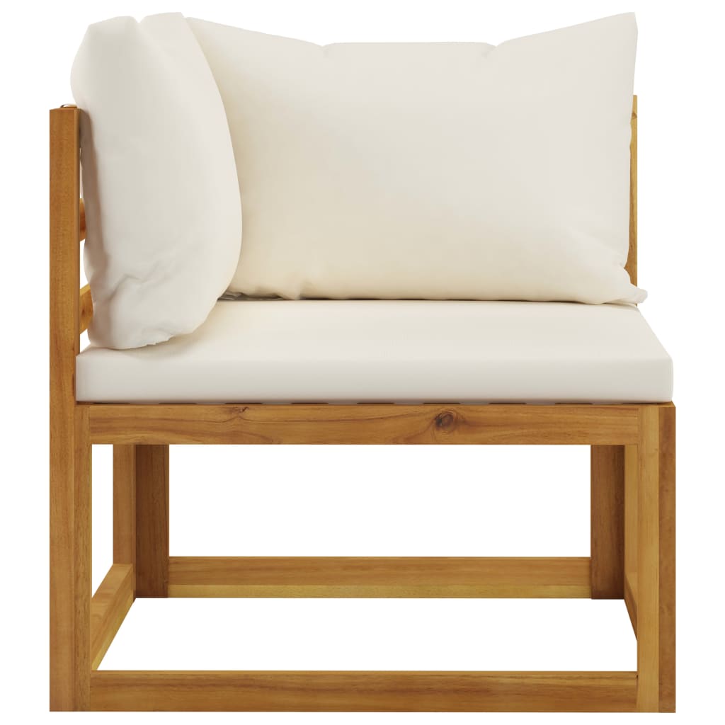 5 Piece Garden Lounge Set With Cushion Cream Solid Acacia Wood