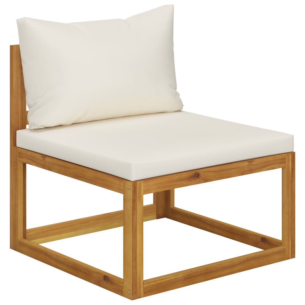 5 Piece Garden Lounge Set With Cushion Cream Solid Acacia Wood