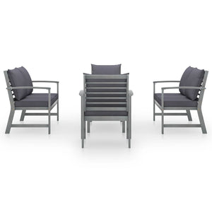 5 Piece Garden Lounge Set With Cushion Solid Acacia Wood Grey