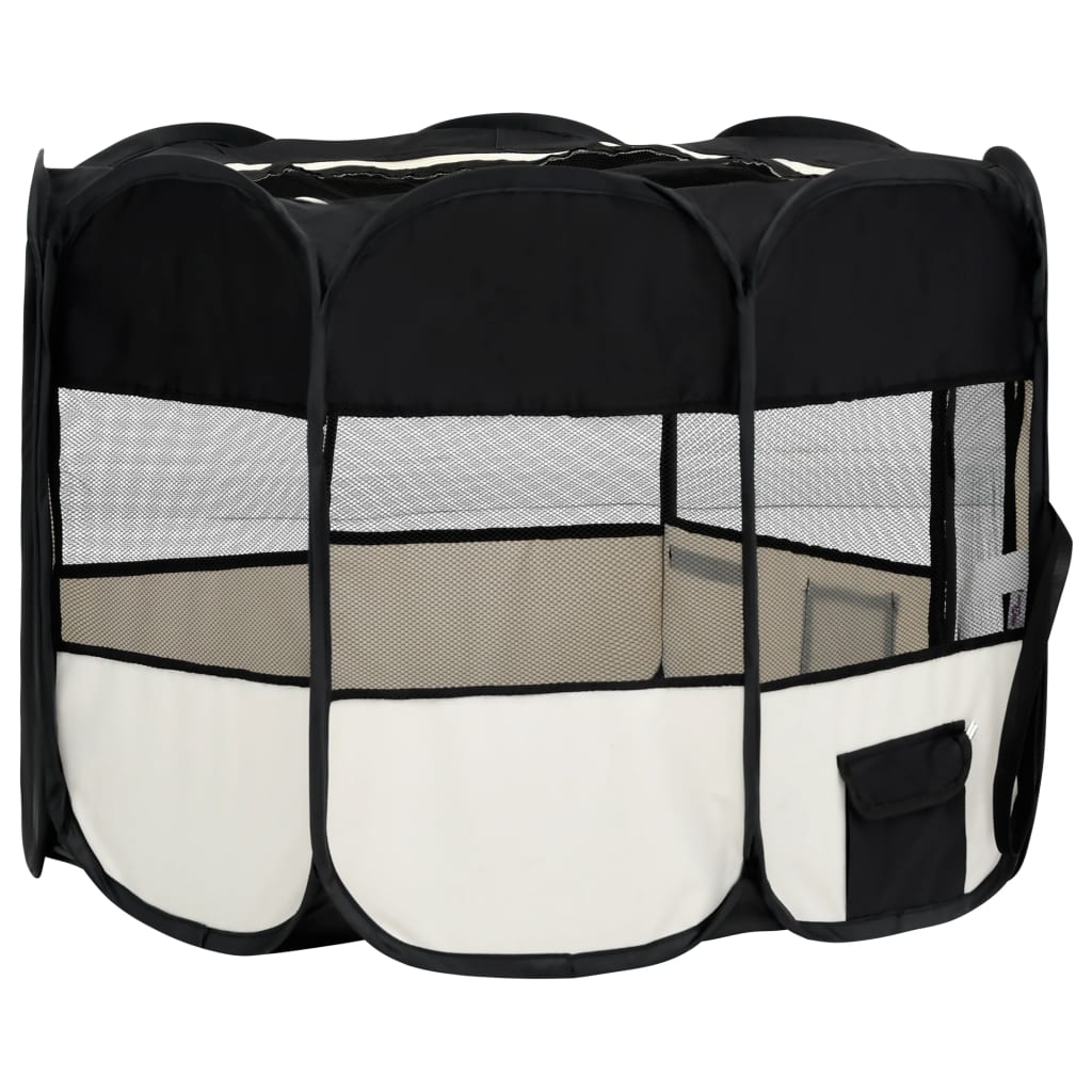 Foldable Dog Playpen With Carrying Bag Black 90X90x58 Cm