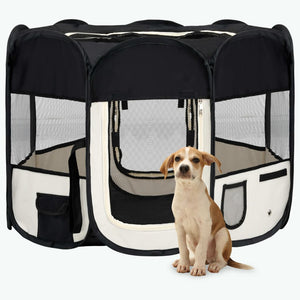 Foldable Dog Playpen With Carrying Bag Black 90X90x58 Cm