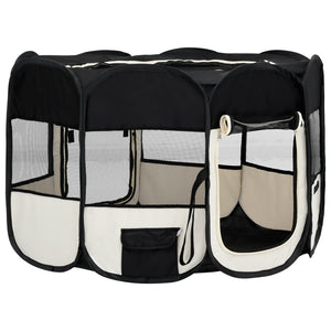 Foldable Dog Playpen With Carrying Bag Black 110X110x58 Cm