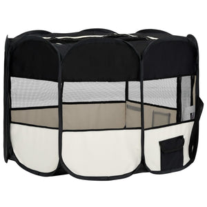 Foldable Dog Playpen With Carrying Bag Black 110X110x58 Cm