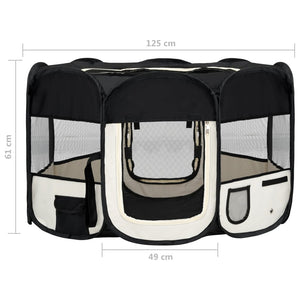 Foldable Dog Playpen With Carrying Bag Black 125X125x61 Cm