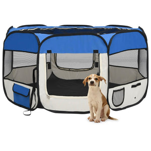 Foldable Dog Playpen With Carrying Bag Black 125X125x61 Cm