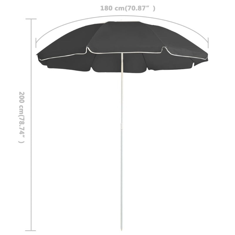 Outdoor Parasol With Steel Pole Anthracite 180 Cm