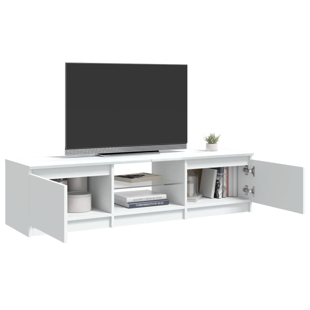 Tv Cabinet With Led Lights White 140X40x35.5 Cm